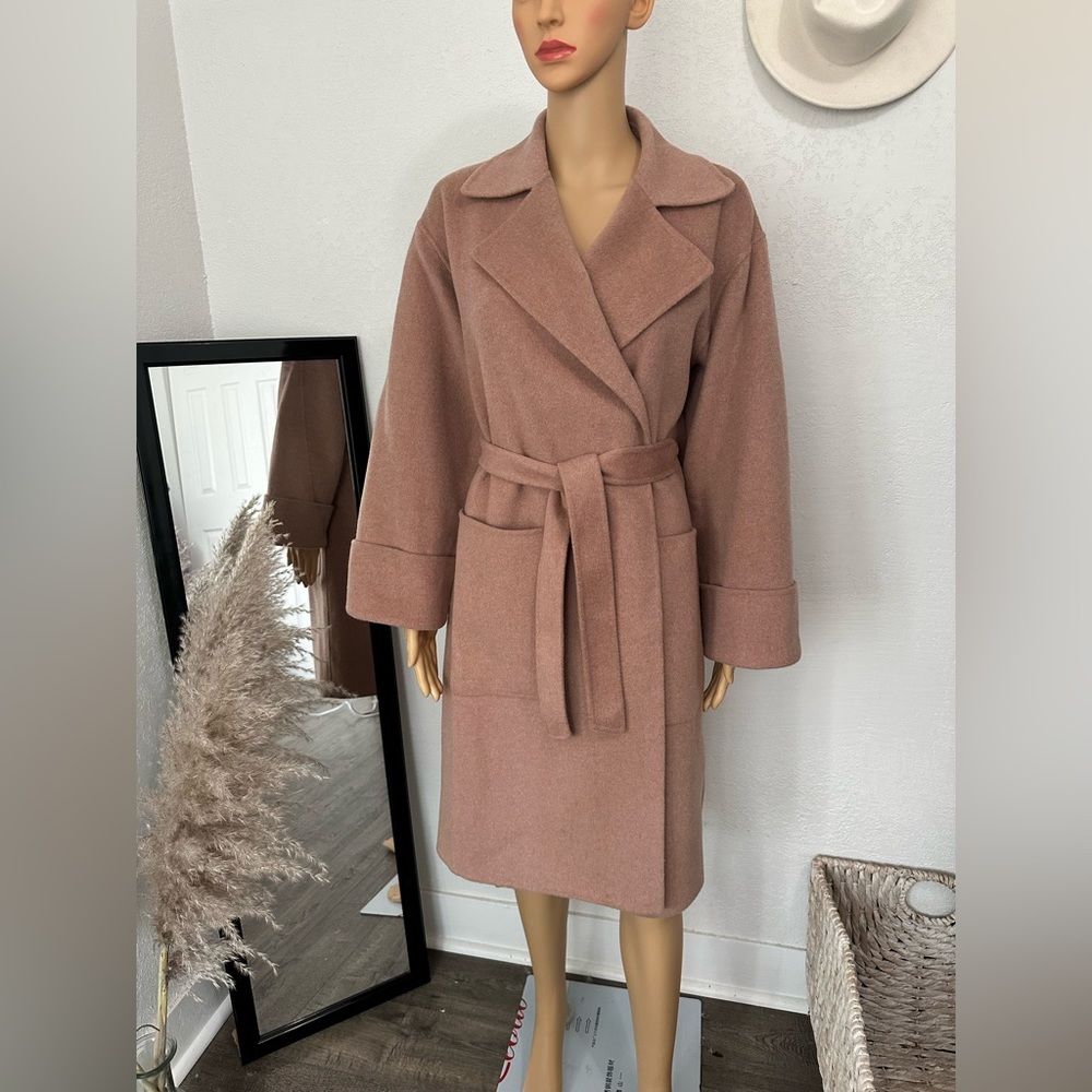 Whistles UK Wool Belted Cacoon Coat Size XS